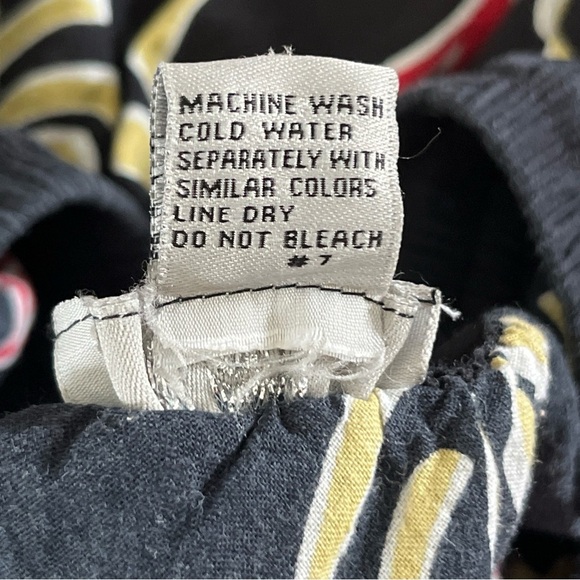 Womens J Gee Black Red Yellow Floral Batik Midi Flare Skirt ELASTIC WAIST Size L - Picture 7 of 11